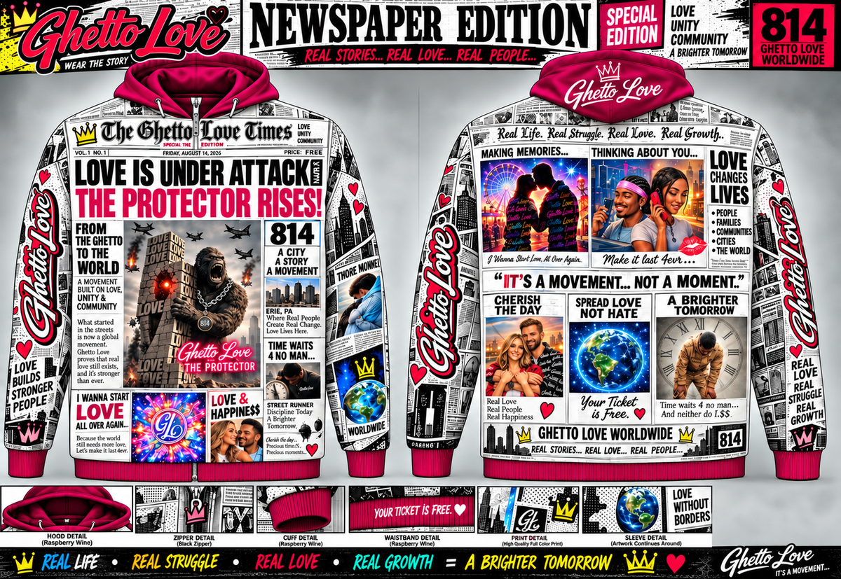 Ghetto Love Colored Newspaper Jacket  (Red)