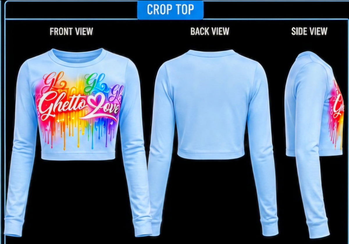 Ghetto Love Logo long sleeve crop top