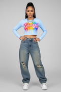Ghetto Love Logo long sleeve crop top