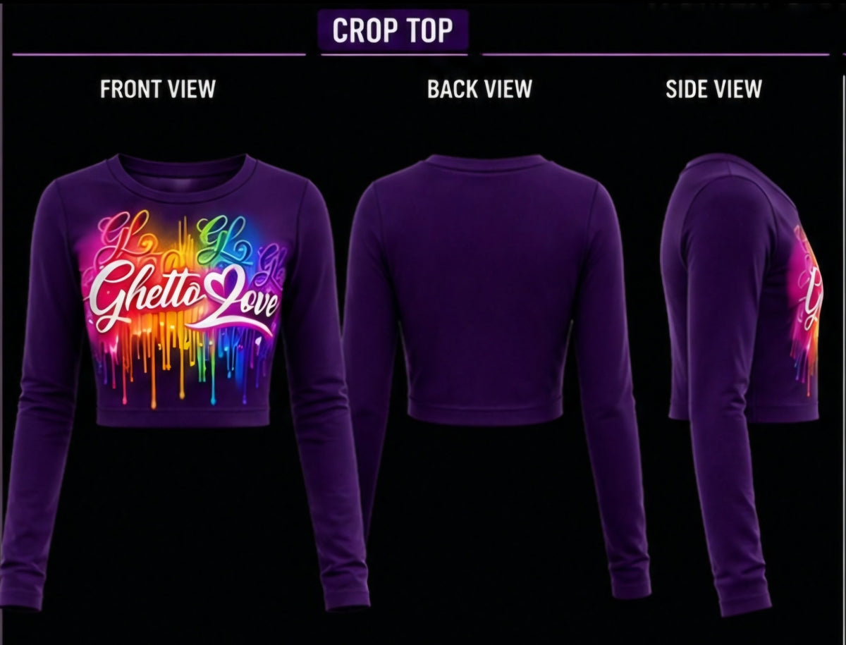 Ghetto Love Logo long sleeve crop top