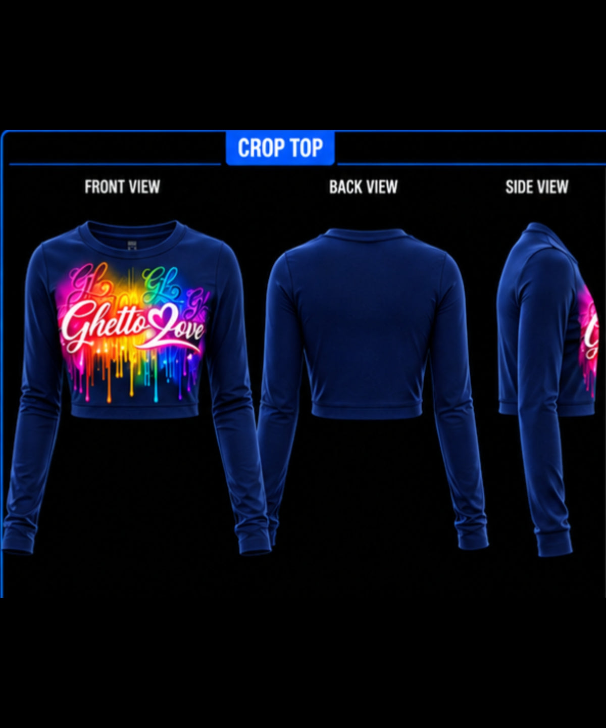 Ghetto Love Logo long sleeve crop top