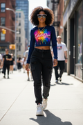 Ghetto Love Logo long sleeve crop top