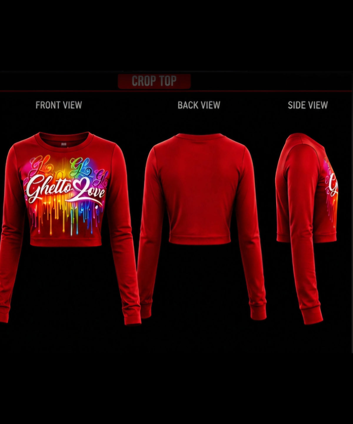 Ghetto Love Logo long sleeve crop top